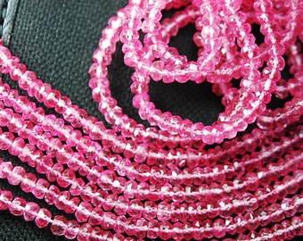 Pink Mystic Topaz Faceted Rondelle Gemstone Spacer Loose Beads Strand 14" 3.5mm - Jewelry Making