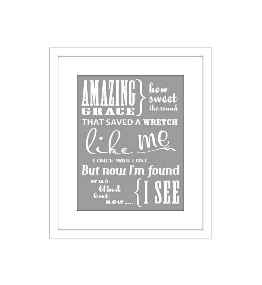 Amazing Grace Word Art Inspirational Song LyricsTypography