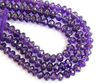Amethyst Faceted Rondelles, African Amethyst Faceted Rondelles, Amethyst Rondelle Beads, African Amethyst Beads