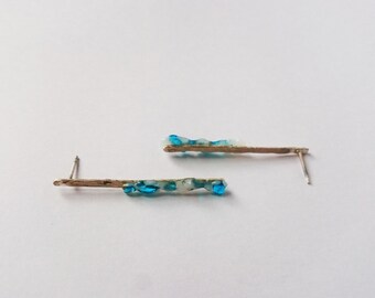 Light Turquoise White Straight Linear Earrings