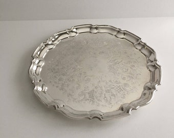 Vintage Large Round Silver Plated Platter / Tray by Marlboro Morton Parker, Platter, Serving, Dish, Table Decor, Bar Ware