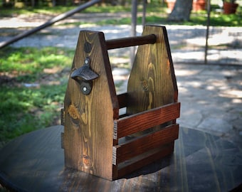 Wooden six pack Beer Caddy