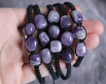 Amethyst Chunky Bead Macrame Bracelet