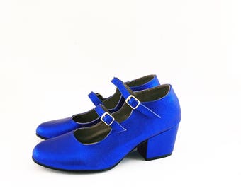 Molly Faux Leather Double Strap Heels Mary Janes (Handmade to order)