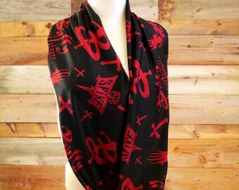 Buff The Vampire Slayer Scarf, Black Maroon Buffy Scarf, Spike Angel scarf, scarf Women's Scarves, Sci-Fi scarf, Geek scarf, geek gifts