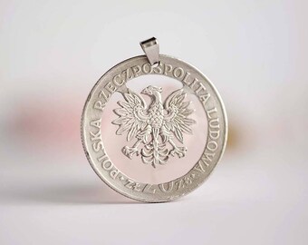 Poland Cut Coin Necklace. 20 Złotych, 1974-1983. Eagle.