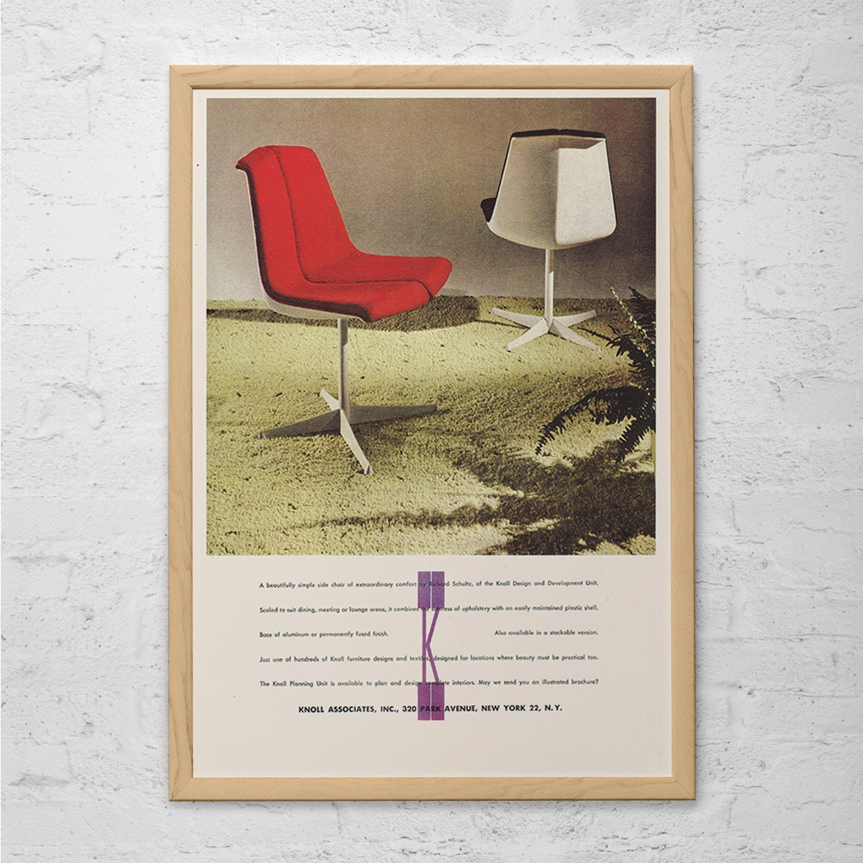 VINTAGE KNOLL CHAIR Ad Retro Furniture Ad Classic