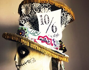 Mad hatters top hat, costume hat, alice in wonderland cosplay, ladies top hat, miss mad hatter, for women, fancy dress, dress up