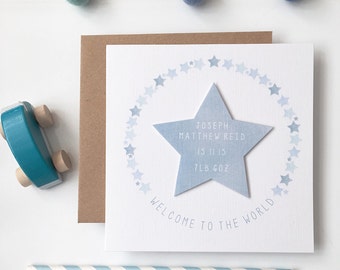 New Baby Card - Personalised New Baby Details - Welcome to the World Card - New Baby Starburst