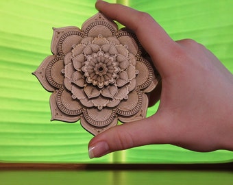 Little Bananaflower Mandala|Designer Wall Art|Unique Wooden Mandala|Personalized Mandala|Sacred Geometry|Lasercut Multilayer Wooden Mandala