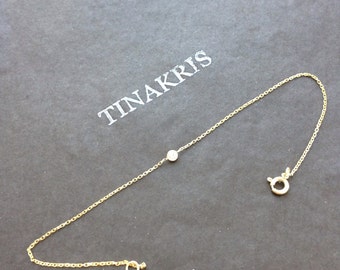 14k solid gold and cubic zirconia everyday bracelet