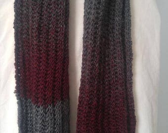 Burgundy and Grey Gradient Scarf