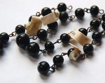 Vintage Black Glass Beaded Drops Japan drp035
