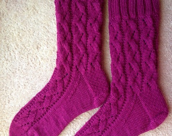 Hand Knit Womens Cashmere-Wool Blend Socks (S-254)