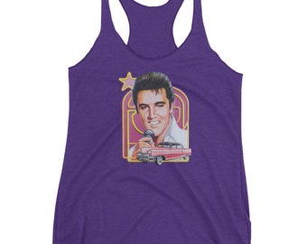 Women's Racerback Tank Elvis, Elvis, Elvis Presley, Elvis Tanktop, Elvis Shirt, Vintage Elvis, Elvis Presley, Pink Cadillac, Elvis Gift