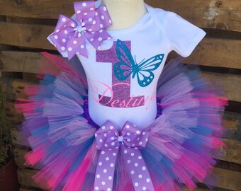 Butterfly Birthday Tutu Outfit Dress Set Handmade - ANY Age - Quick Ship