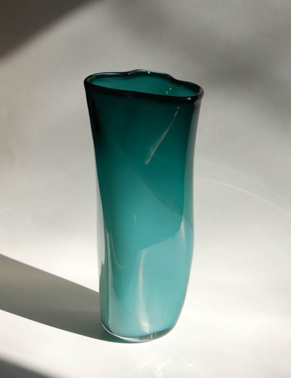 Dark Teal Two Tone Triangular Vase Jug Vessel