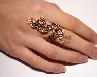 boho ring, copper ring, wire wrapped ring, bohemian ring, wire jewelry, adjustable ring, copper jewelry, wire wrapped jewelry handmade