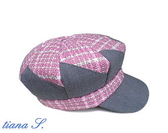 Patchwork cap, pink-grey, balloon cap; Gr. s