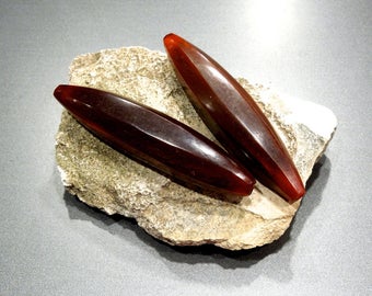 VINTAGE: 1970's - HUGE Horn Centerpiece Beads - Hand Carved Bead - Natural Bead - SKU 6-B4-00007498