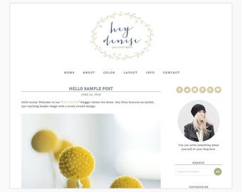 Wordpress Theme Responsive Blog Design "Hey Denise" - Rustic and wreath design