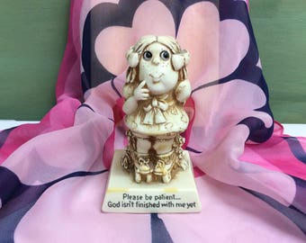 Russ Berrie 1976 Girl on Rollerskates Please be Patient figurine trophy