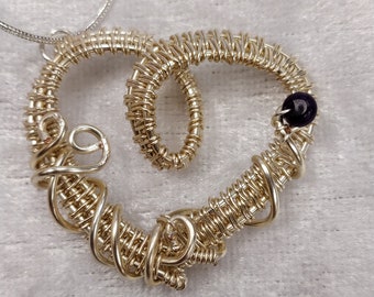 Heart wire wrapped necklace