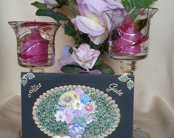 3d greeting card with bouquet of flowers