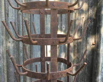 Antique French Zinc Bottle Drying Rack, bottle rack, Wine bottle Drying Rack, vintage 1940,