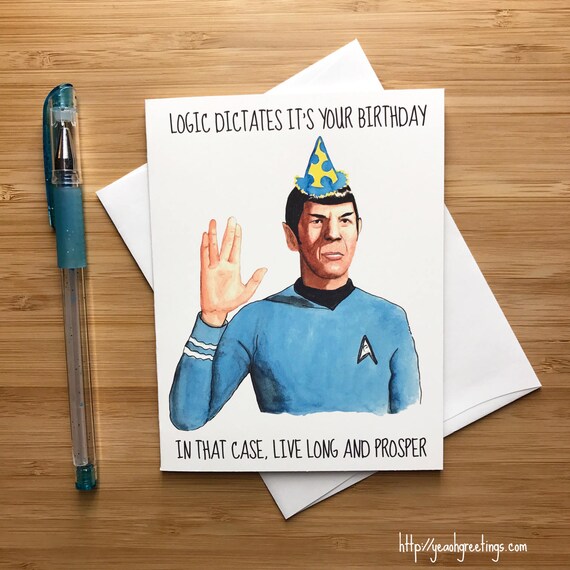 Live Long and Propser Birthday Card Birthday Greeting Sci Fi