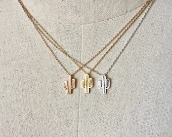 Cactus Necklace, 14k Gold plated/Rose Gold/Silver, Dainty Necklace
