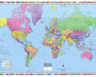 Endangered Species of the World Wall Map Poster