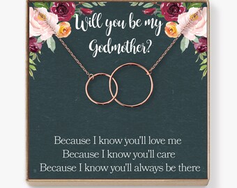 Godmother Necklace: Godmother Gift, Godmother, Godmother Proposal, Fairy Godmother, Be My Godmother, 2 Interlocking Circles
