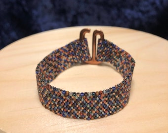 Purple and Blue Mix Beaded Peyote Bracelet