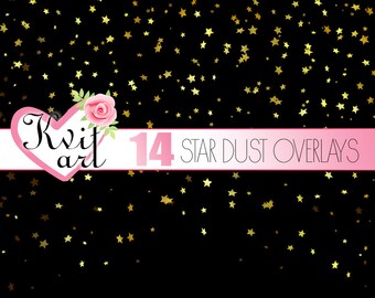 Star Dust Confetti Overlay Set. 14 PNGs. Instant Download. Gold Silver Stars Clipart. DIY Glitter Sparkling Stars Lights. Transparent backs.