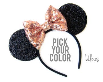 Gold Mickey Ears, Sparkly Mickey Ears, Rose Gold Minnie Ears, Rose Gold Ears, Minnie Ears, Rose Gold Mickey Ears,Gold Minnie Ears, Mouse Ear
