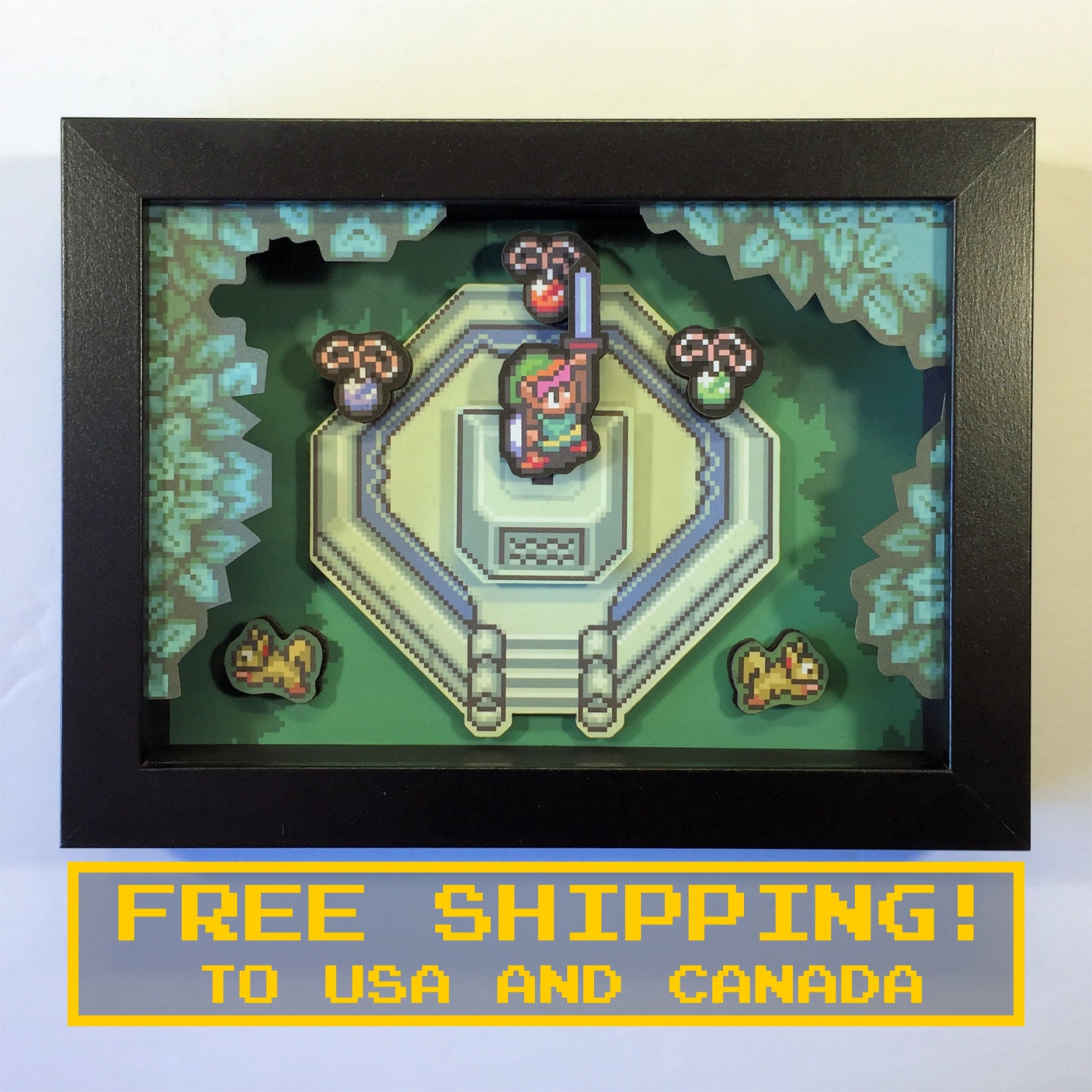 Zelda 3D Shadow Box with Master Sword from Legend of Zelda A Link to