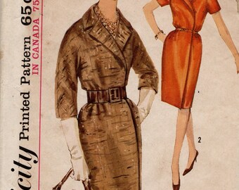 1963 VINTAGE SIMPLICITY PATTERN 5054 One piece wrap around dress. Size 12. Bust 32