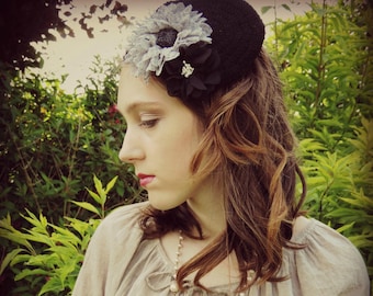 Fascinator, headband, fascinator, mini beret, Shabby chic