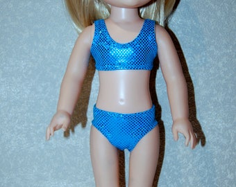 Bikini Swimsuit for 14.5" Wellie Wishers or Melissa & Doug Doll Clothes sparkle blue tkct1214 READY TO SHIP