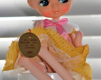 Japan Big Eye Pose Doll 1960's Jaymar Music Box