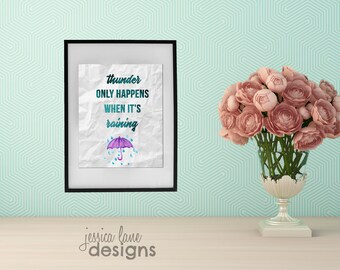 Watercolor Printables - Fleetwood Mac Dreams Thunder Instant Download - Home Decor