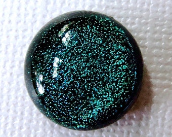Dichroic Glass Cabochon 14 mm Teal Green
