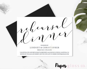 INSTANT DOWNLOAD Rehearsal Dinner Invitation Template, Rehearsal Dinner, Wedding Rehearsal, Dinner Invitation, Printable, Editable