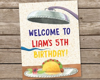 Dragons Love Tacos Personalized Welcome Birthday Door Sign, Printable Poster, Printable Birthday Welcome Sign