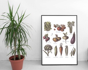 Vegetables poster, vegetables print, kitchen print, home decor, wall art print, wall print, kitchen poster, food print, nature