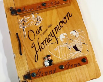 1950's Wooden Honeymoon Photo Album from the Honeymoon Capitol of the World the Pocono Mountains