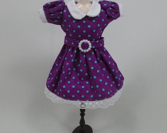 Blythe Outfit Handcrafted polka dots dress basaak doll # 12-40