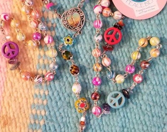 Free shipping My 1st rosary Hey Mary Peace Beads baby's baptism, 1st communion, groovy peace prayer beads confirmation, Catholic rosary gift