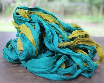 Recycled Sari silk ribbon - Multi